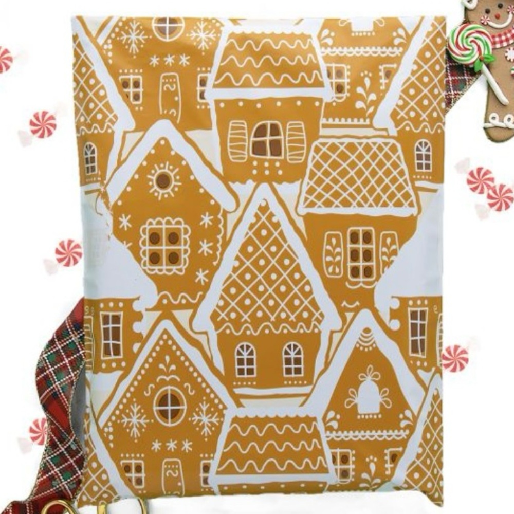 Set of 20 10x13 Festive Gingerbread House Poly Mailer